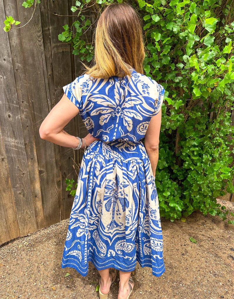 J.HOFFMAN'S Royal Palms Dress- Blue