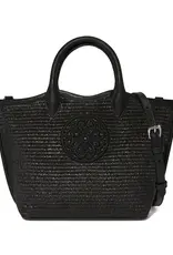 Bianca Medium Straw Tote in Black