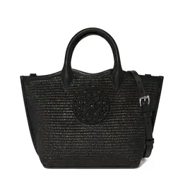 Bianca Medium Straw Tote in Black