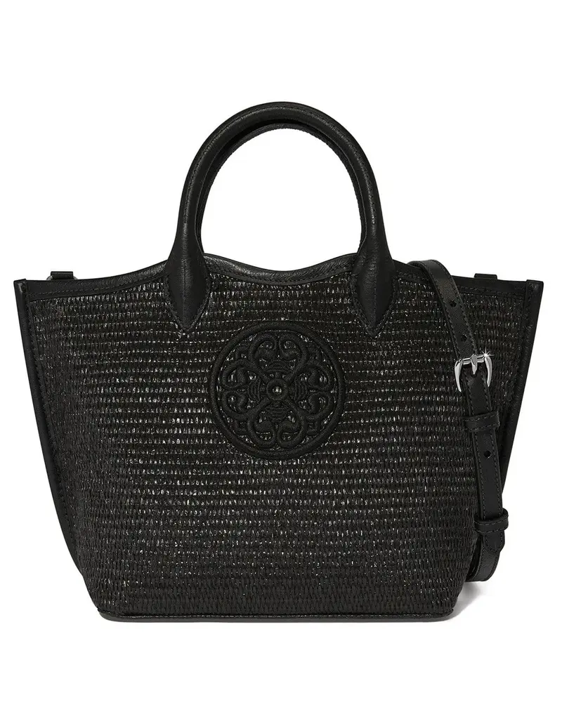 Bianca Medium Straw Tote in Black