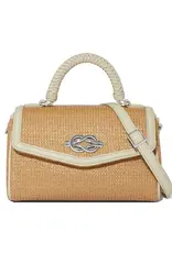 Tatum Straw Flap Satchel in White
