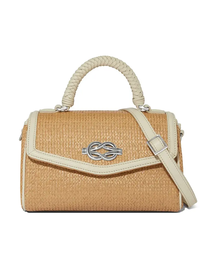 Tatum Straw Flap Satchel in White