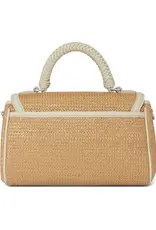 Tatum Straw Flap Satchel in White