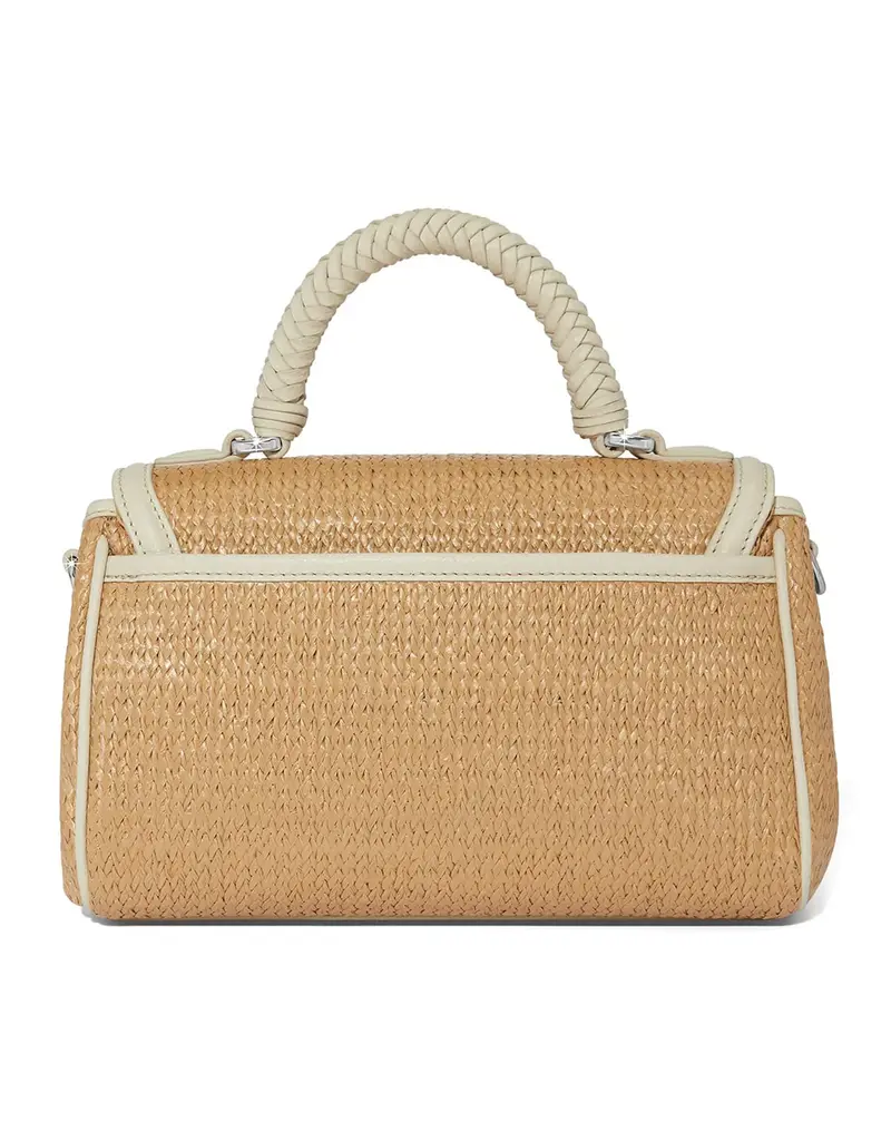 Tatum Straw Flap Satchel in White