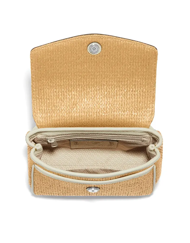 Tatum Straw Flap Satchel in White