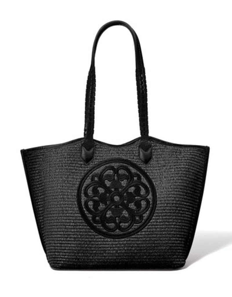 Bruna Large Straw Tote in Black