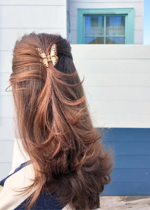 J.HOFFMAN'S Mini Boho Monarch Claw Clip- Brown