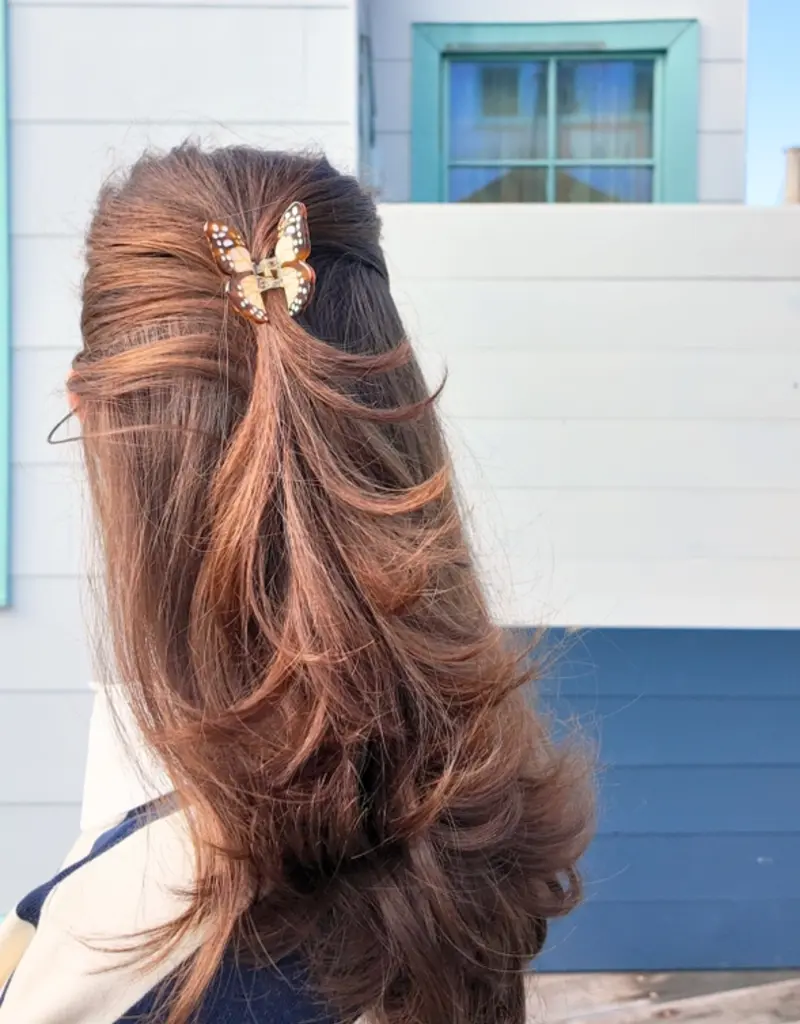 J.HOFFMAN'S Mini Boho Monarch Claw Clip- Brown