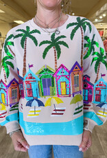 J.HOFFMAN'S Beach Scene Sweatshirt- Beige