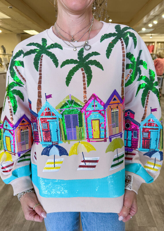 J.HOFFMAN'S Beach Scene Sweatshirt- Beige