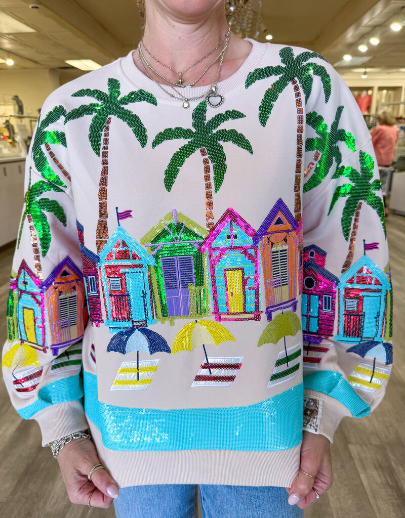 J.HOFFMAN'S Beach Scene Sweatshirt- Beige