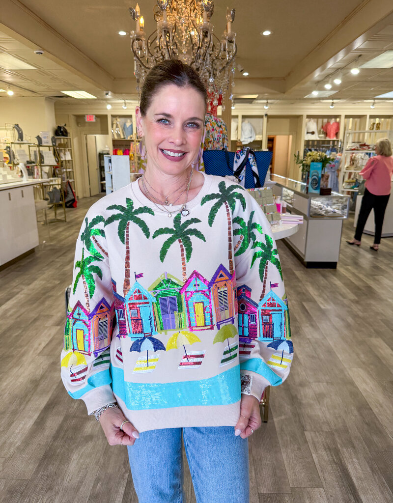 J.HOFFMAN'S Beach Scene Sweatshirt- Beige