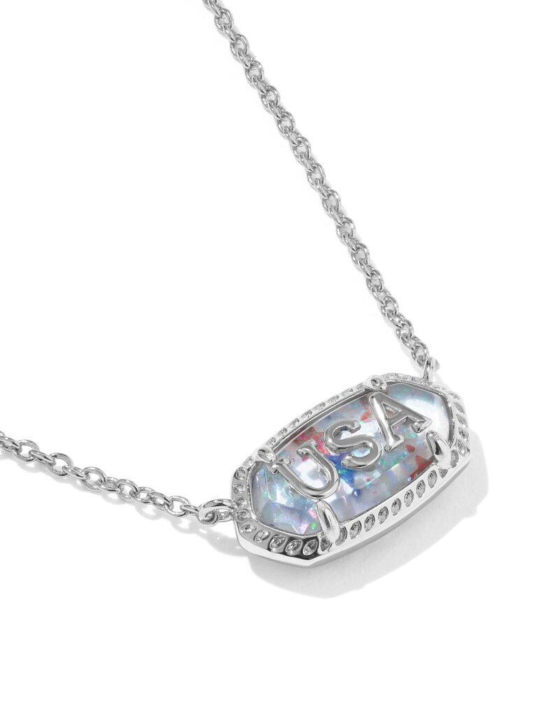 KENDRA SCOTT Elisa USA Pendant Necklace in Red, White & Blue Illusion