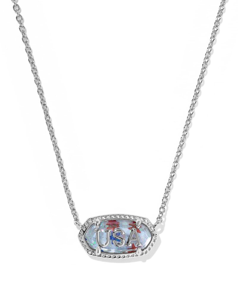 KENDRA SCOTT Elisa USA Pendant Necklace in Red, White & Blue Illusion