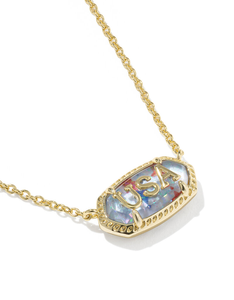 KENDRA SCOTT Elisa USA Pendant Necklace in Red, White & Blue Illusion