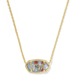 KENDRA SCOTT Elisa USA Pendant Necklace in Red, White & Blue Illusion