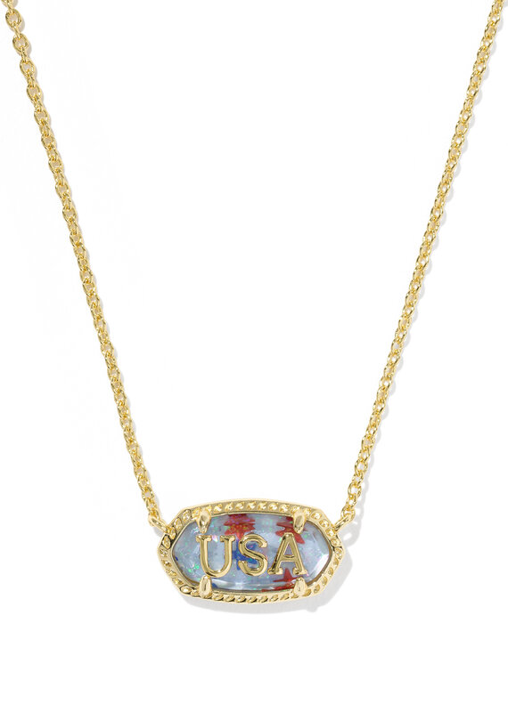 KENDRA SCOTT Elisa USA Pendant Necklace in Red, White & Blue Illusion
