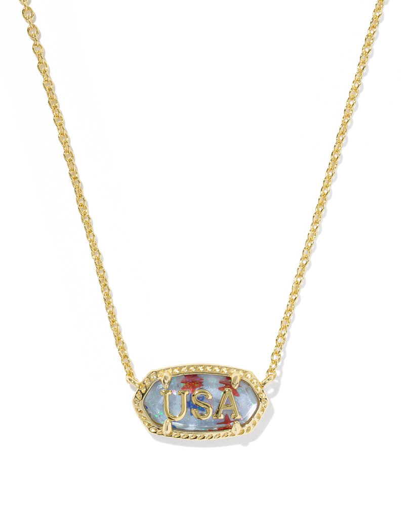 KENDRA SCOTT Elisa USA Pendant Necklace in Red, White & Blue Illusion