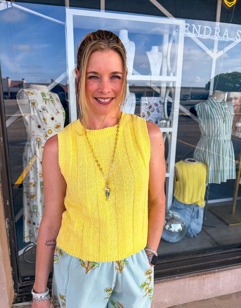 J.HOFFMAN'S Cream Drop Top- Yellow