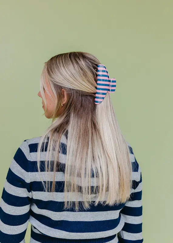 J.HOFFMAN'S Oversized Claw- Pink & Blue Stripe