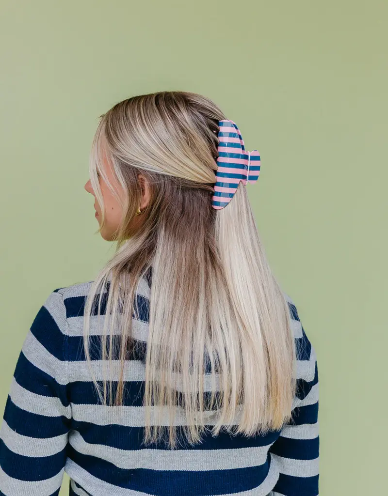 J.HOFFMAN'S Oversized Claw- Pink & Blue Stripe