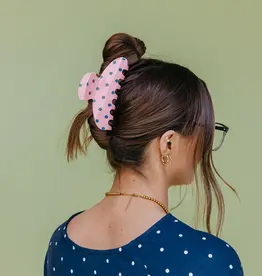 J.HOFFMAN'S Oversized Claw- Pink & Blue Polka Dot