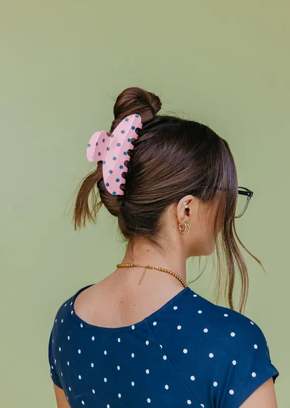 J.HOFFMAN'S Oversized Claw- Pink & Blue Polka Dot