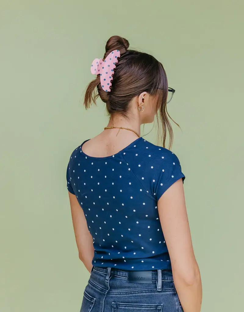 J.HOFFMAN'S Oversized Claw- Pink & Blue Polka Dot