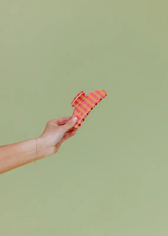 J.HOFFMAN'S Oversized Claw- Mustard & Pink Stripe