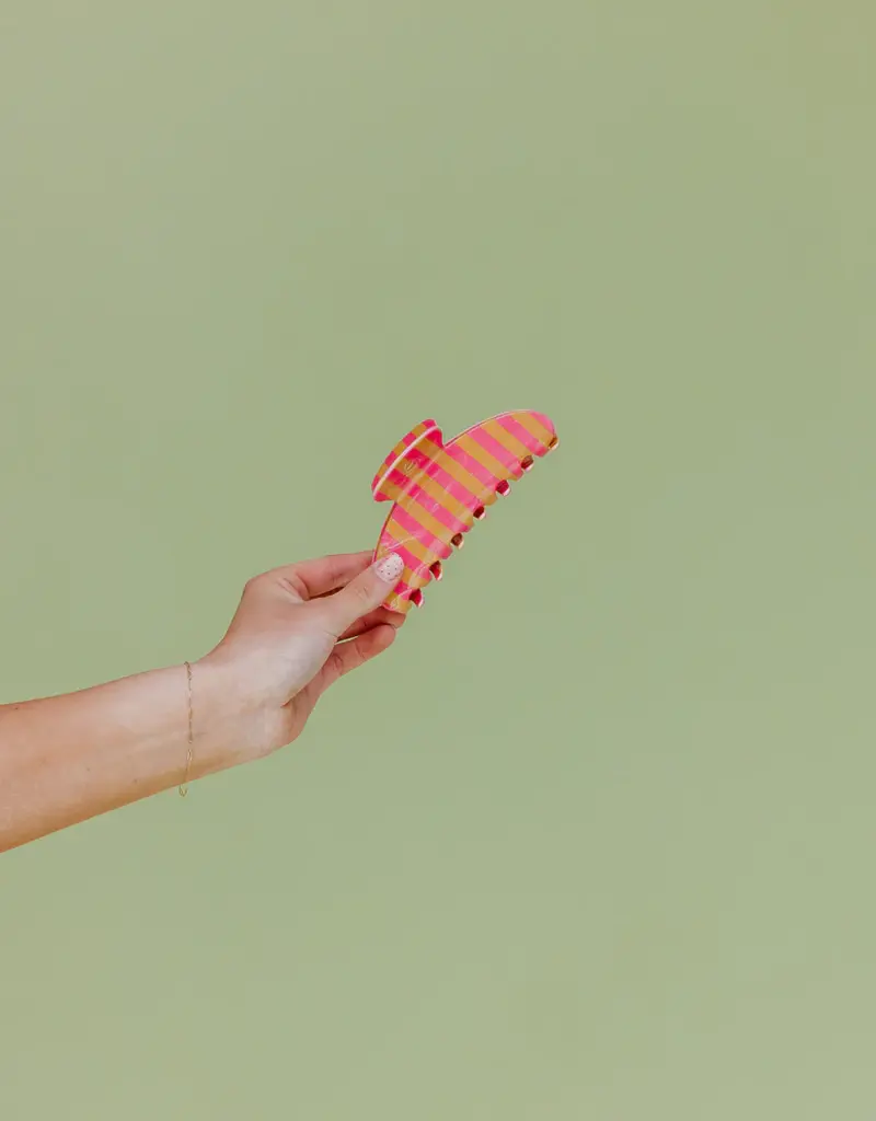 J.HOFFMAN'S Oversized Claw- Mustard & Pink Stripe