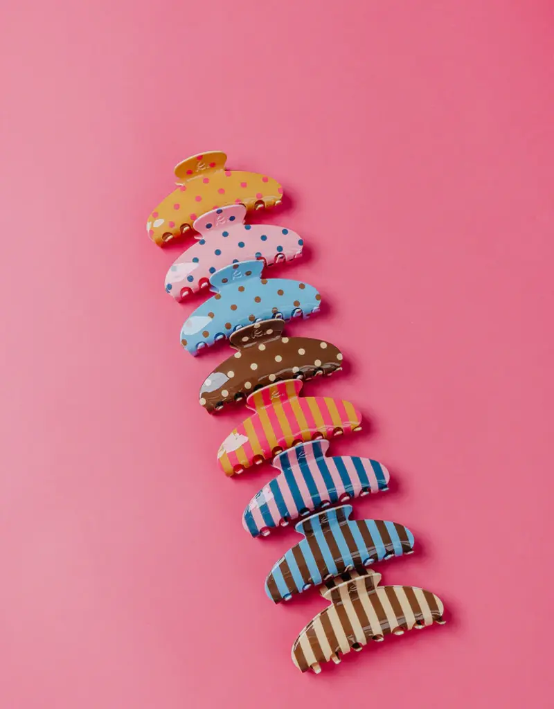 J.HOFFMAN'S Oversized Claw- Mustard & Pink Stripe