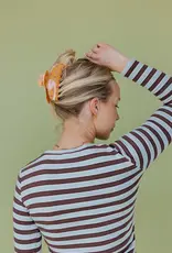 J.HOFFMAN'S Oversized Claw- Mustard & Pink Polka Dot