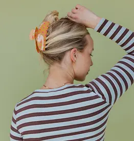 J.HOFFMAN'S Oversized Claw- Mustard & Pink Polka Dot