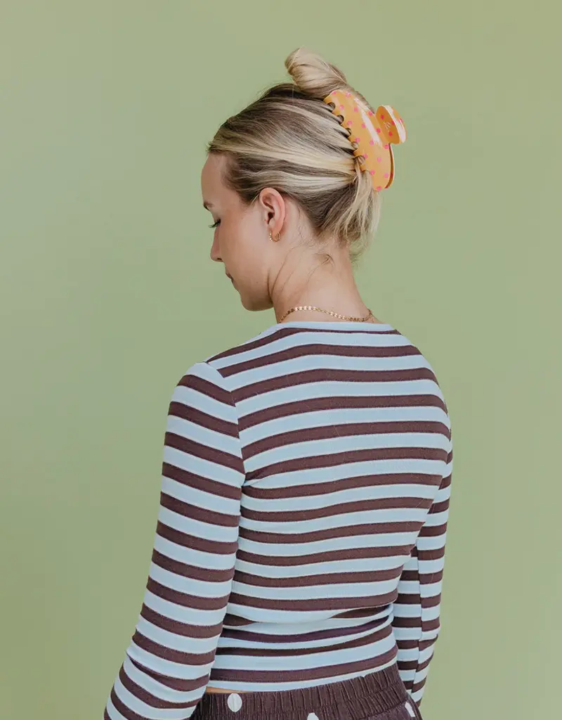 J.HOFFMAN'S Oversized Claw- Mustard & Pink Polka Dot