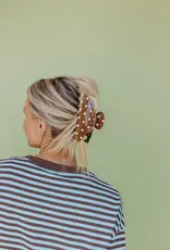 J.HOFFMAN'S Oversized Claw- Brown & Cream Polka Dot
