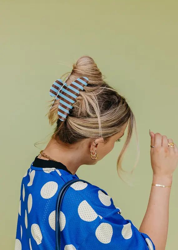 J.HOFFMAN'S Oversized Claw- Brown & Blue Stripe