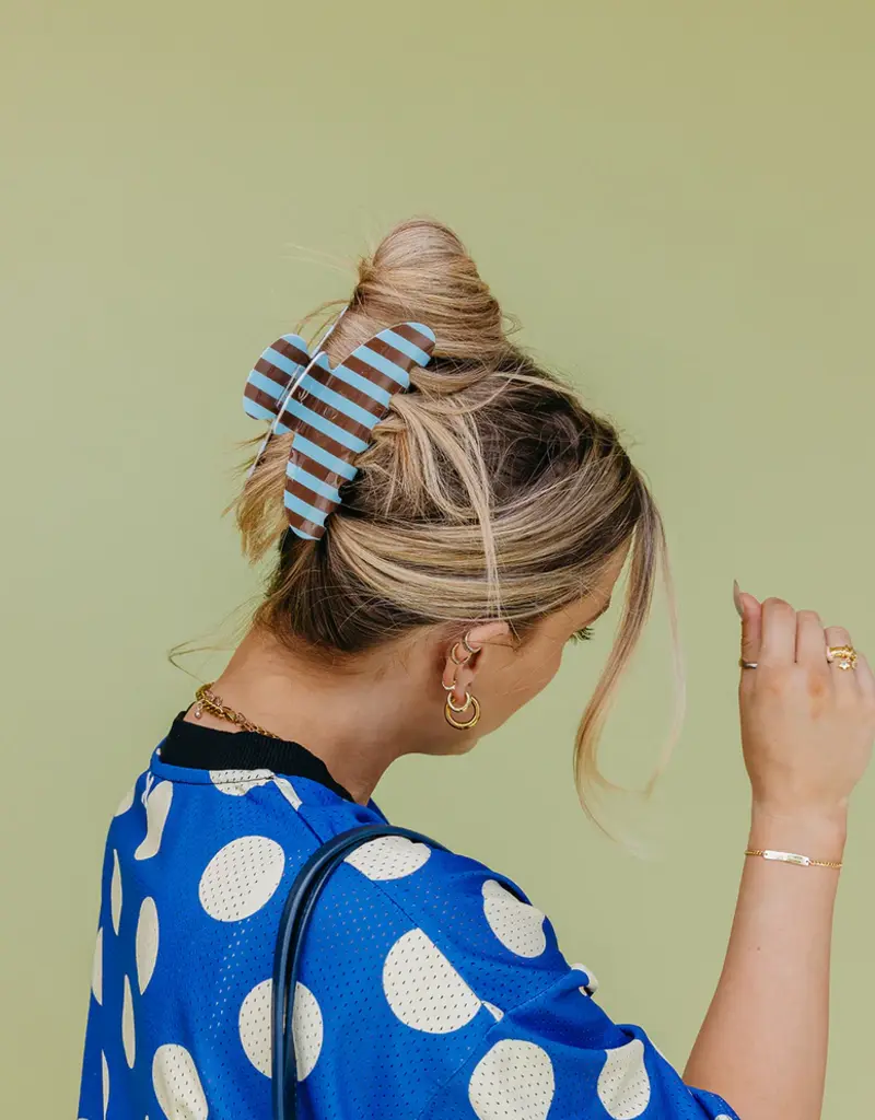 J.HOFFMAN'S Oversized Claw- Brown & Blue Stripe