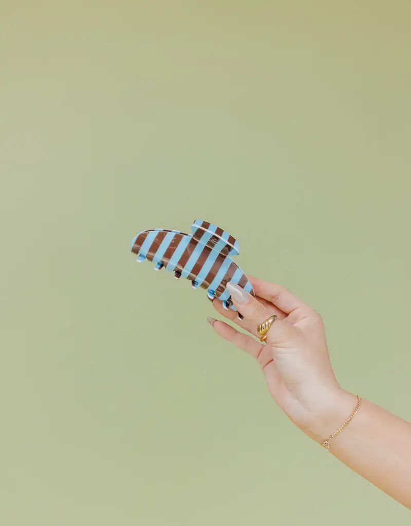 J.HOFFMAN'S Oversized Claw- Brown & Blue Stripe