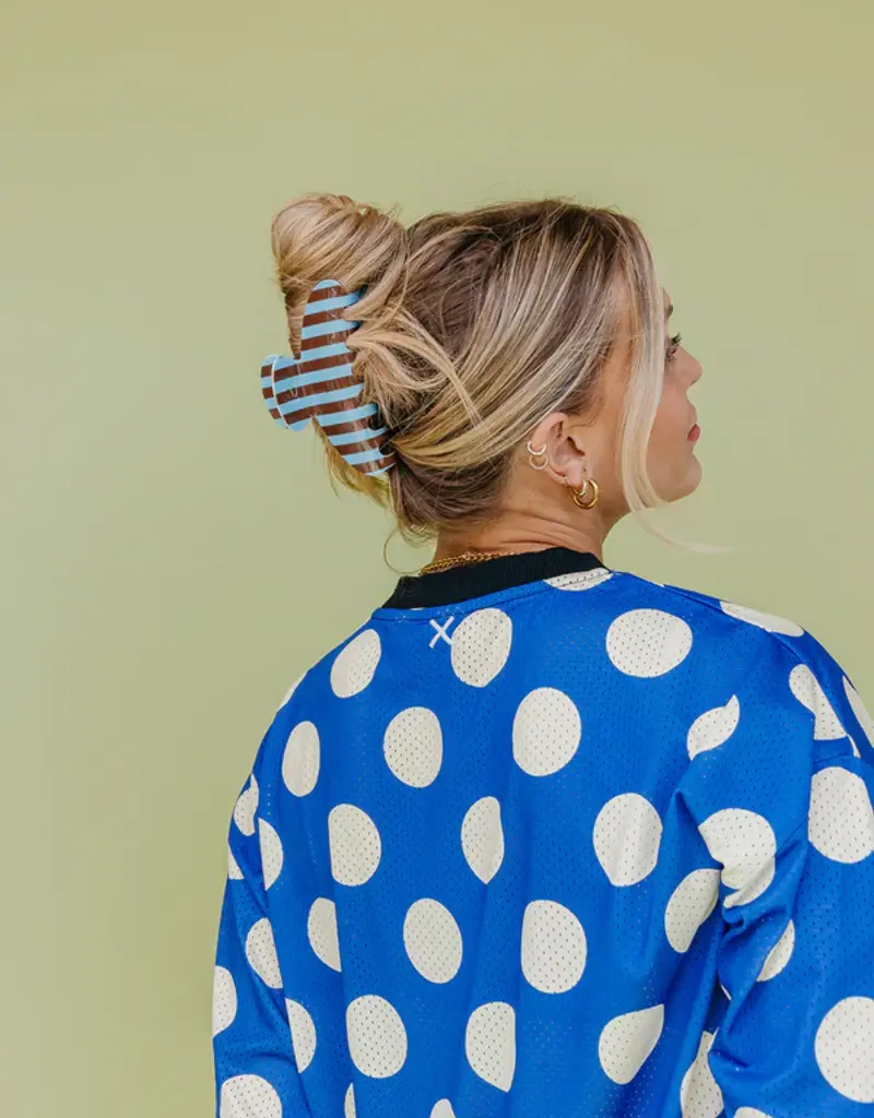 J.HOFFMAN'S Oversized Claw- Brown & Blue Stripe