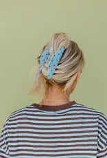J.HOFFMAN'S Oversized Claw- Brown & Blue Polka Dot
