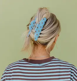 J.HOFFMAN'S Oversized Claw- Brown & Blue Polka Dot