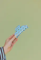 J.HOFFMAN'S Oversized Claw- Brown & Blue Polka Dot
