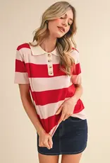 J.HOFFMAN'S Rorie Top in Red/ Pink