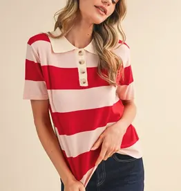 J.HOFFMAN'S Rorie Top in Red/ Pink