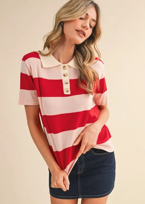 J.HOFFMAN'S Rorie Top in Red/ Pink