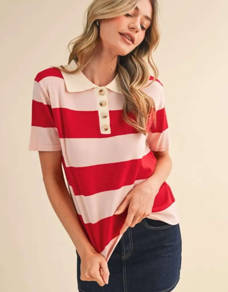 J.HOFFMAN'S Rorie Top in Red/ Pink