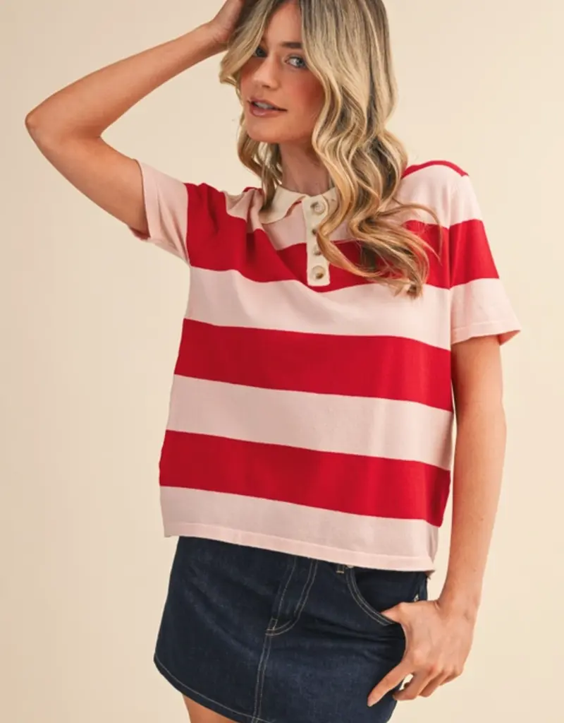 J.HOFFMAN'S Rorie Top in Red/ Pink