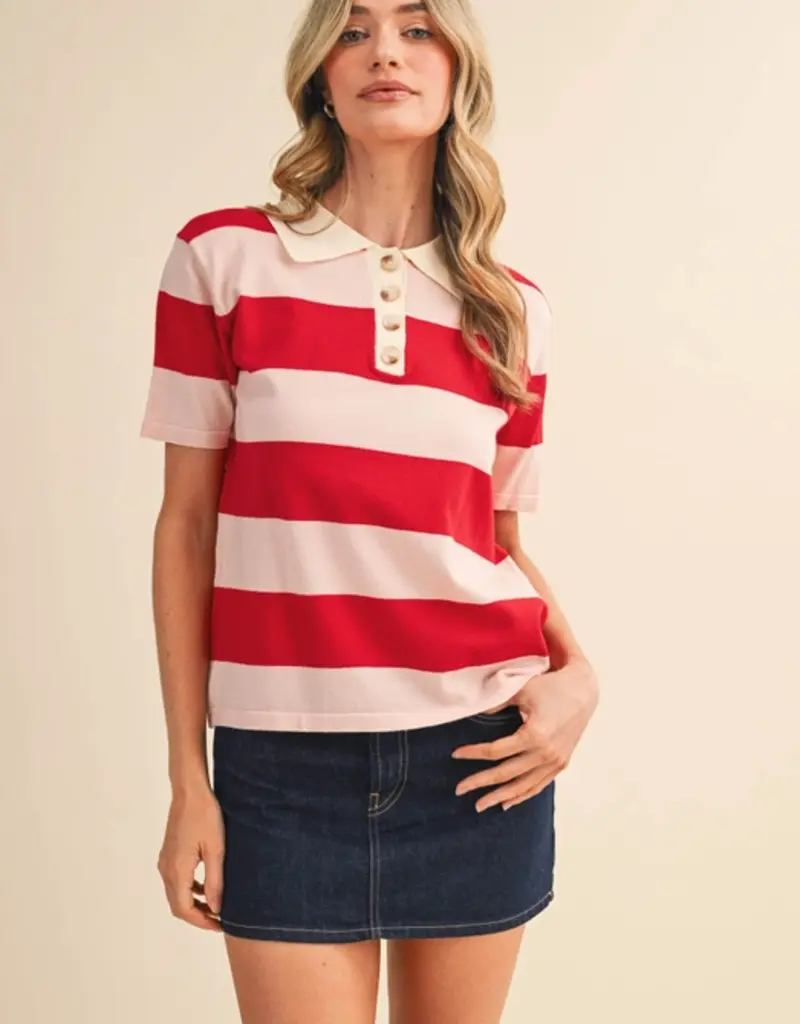 J.HOFFMAN'S Rorie Top in Red/ Pink