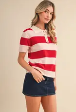 J.HOFFMAN'S Rorie Top in Red/ Pink