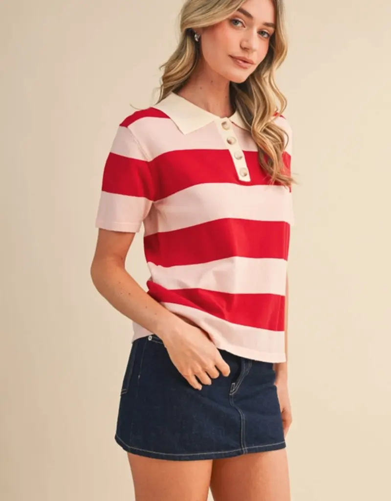 J.HOFFMAN'S Rorie Top in Red/ Pink